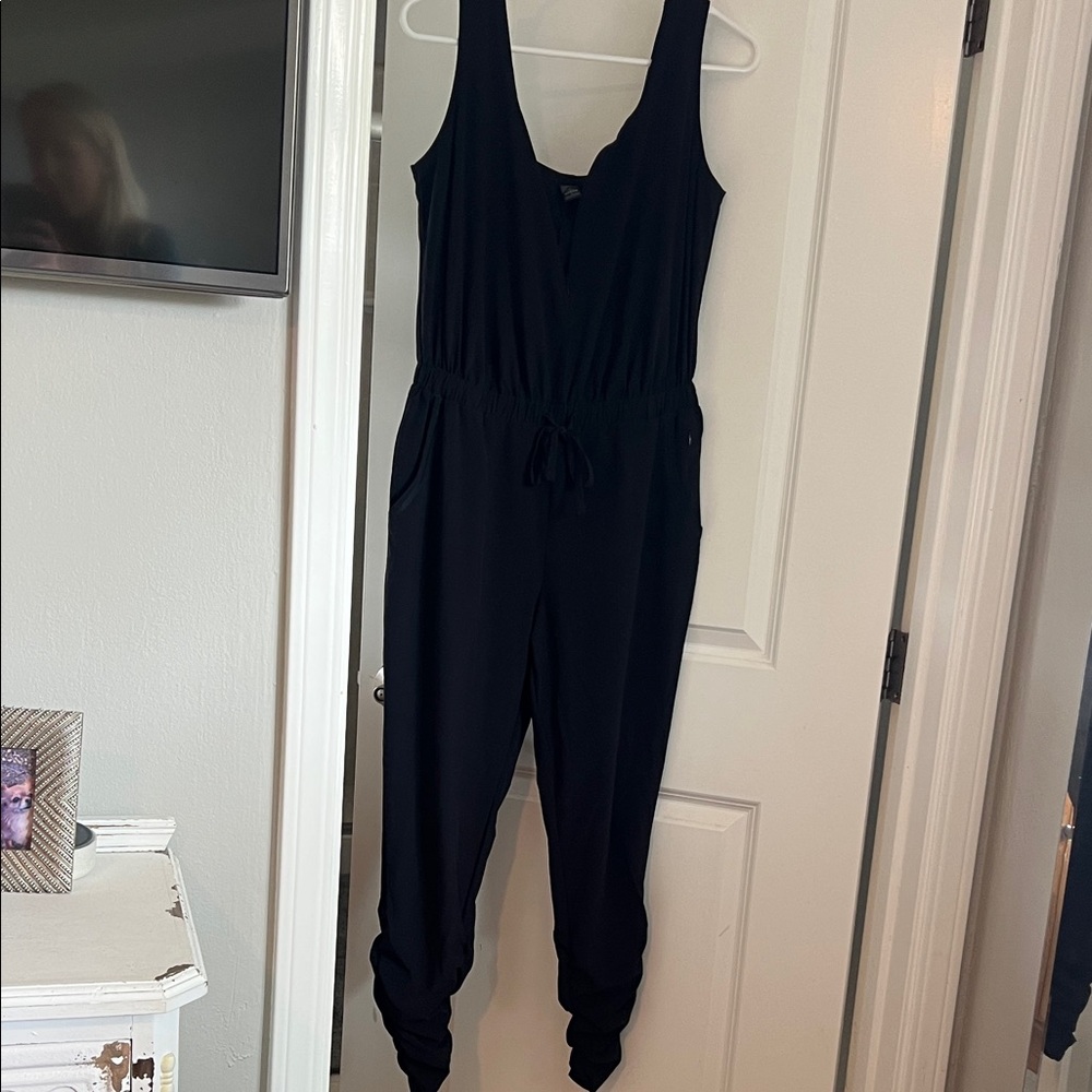 Prana Black Sleeveless Drawstring-Waist Jumpsuit